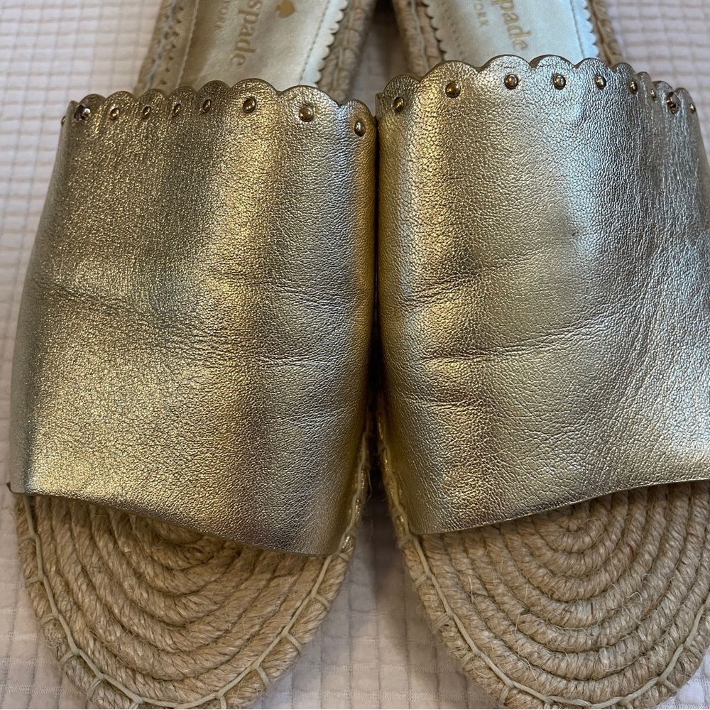 Kate Spade gold leather slides style Giovanna size 10 in good used condition - Picture 2 of 6